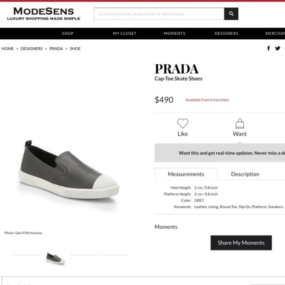 Prada Cap-Toe Skate Shoes Size 40 - Picture 4 of 7